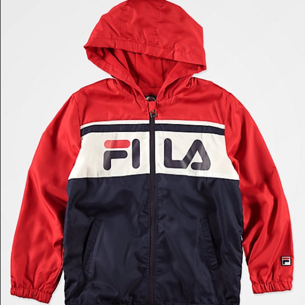 Fila Hooded Boys Colorblock Navy ,Red & White